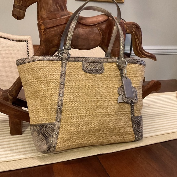 Coach Hampton Python straw bag - Picture 2 of 13